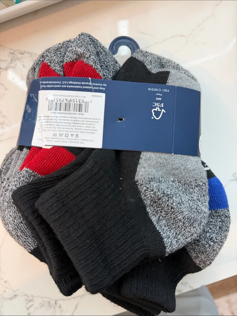 GAP Boys Black & Gray Athletic Cotton Quarter Socks - 6 Pack